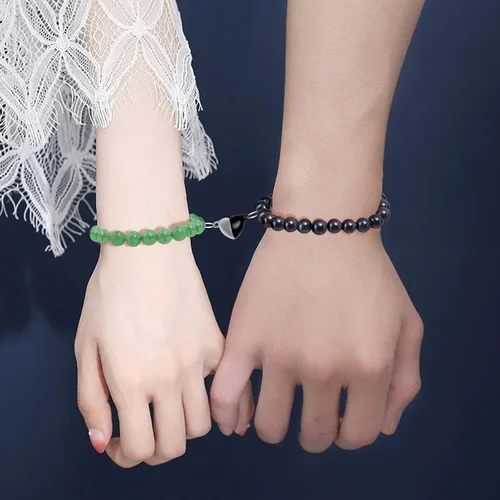 Vista 8 de Nifsun Juego de pulseras de cristal a juego para parejas, tobilleras de obsidiana, cuarzo rosa, jade, chakras, piedra natal, pulseras para mujeres