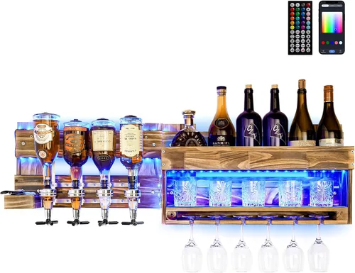 Vista 8 de Homde Estante para vino montado en la pared: estante de alcohol