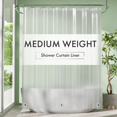 Vista 22 de Amazer forro de cortina de ducha para cabina, 36x72 forro de ducha de plástico transparente PEVA de peso medio para cortinas interiores de ducha