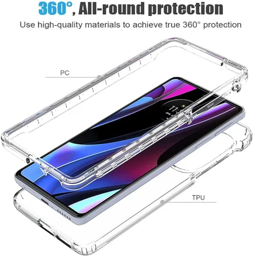 Vista 3 de Funda transparente compatible con Moto Edge + 2022/Edge 30 Pro/Edge X30 XT2201-1 con protector de pantalla de vidrio templado, bonita funda