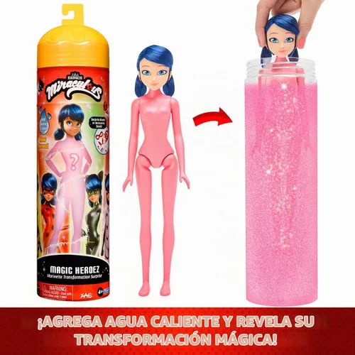 Vista 3 de Miraculous Ladybug Magic Heroez Reveal - Muñeca que cambia de color Marinette se transforma en disfraces sorpresa con esta muñeca de revelación