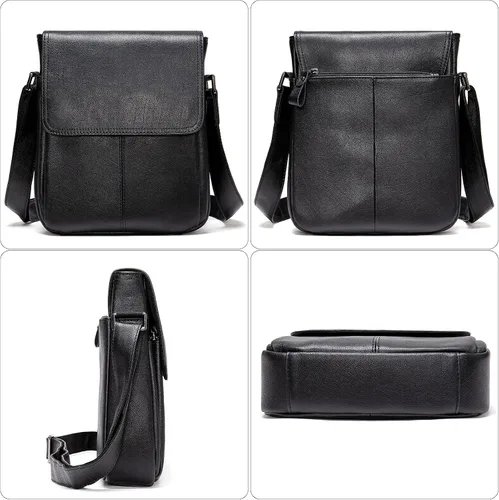 Vista 6 de Cuero auténtico mensajero Bolsas hombro hombro Crossbody bolso trabajo negocio vintage capacidad