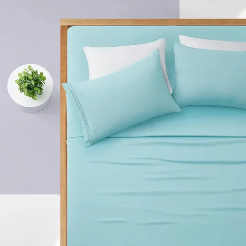 Vista 134 de Manyshofu Juego de sábanas de tamaño individual con bolsillos extra profundos, sábanas y fundas de almohada de 1800 hilos de lujo para hotel, juego
