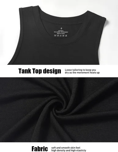 Vista 5 de Paquete de 4 camisetas cortas de entrenamiento para mujer, cuello alto, sin mangas, atléticas, fluidas, musculares, camisetas de gimnasio