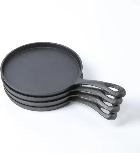 Vista 10 de HAWOK Plancha redonda de hierro fundido de 5 pulgadas, sartén pre-sazonada para crepé, juego de 6..