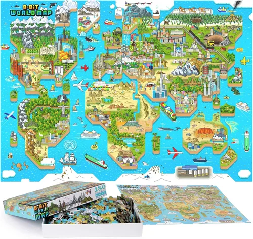 Vista 14 de Rompecabezas de 1000 piezas, estilo retro de 8 bits, rompecabezas de Londres de 1000 piezas para adultos, hechos con cartón 100% reciclado
