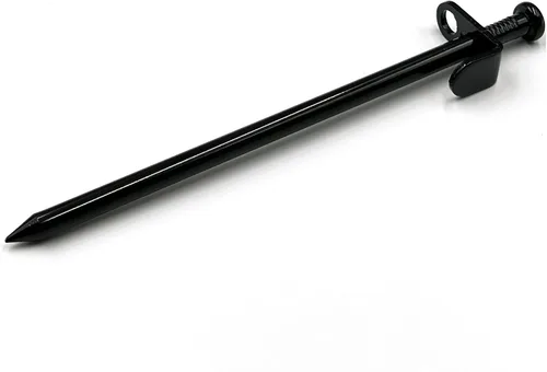 Vista 3 de Cheardia Paquete de 10 estacas resistentes para tienda de campaña, estacas de 10 pulgadas para acampar al aire libre, estacas de metal negro