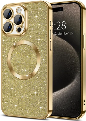 Vista 33 de Hython para iPhone 16 Funda con chispas brillantes, fundas transparentes magnéticas con protector de lente de cámara [Compatible con MagSafe]