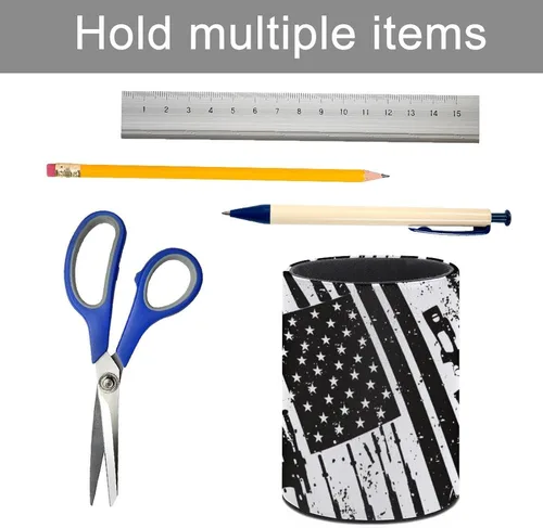 Vista 4 de Organizador de lápices con diseño de bandera de Estados Unidos, lindo portalápices, taza de lápices para escritorio, soporte para brochas