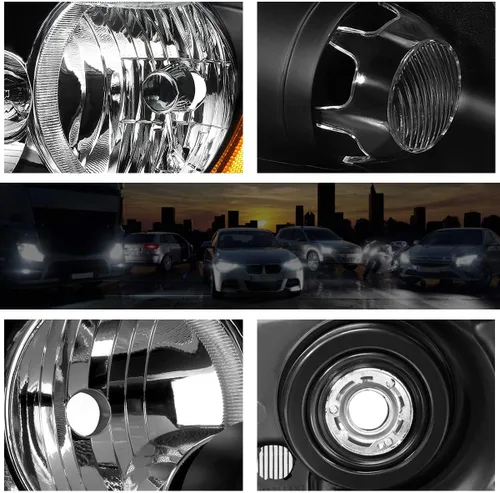 Vista 4 de PM PERFORMOTOR Conjunto de 2 faros halógenos compatibles con Jeep Grand Cherokee 11-13, carcasa negra, esquina ámbar