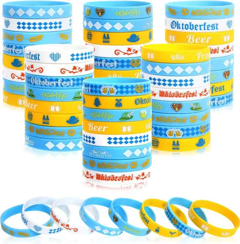 Vista 21 de JUNEBRUSHS 64 piezas de pulseras de silicona para fiesta del 100º día de escuela