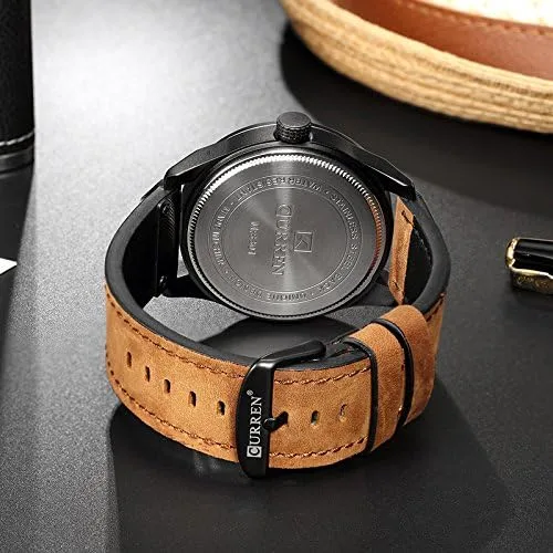 Vista 5 de CURREN Reloj analógico de cuarzo para hombre, reloj de pulsera negro militar 8301