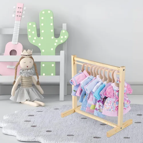 Vista 7 de ARTIBETTER Perchero de ropa para muñecas, mini perchero, decoración de modelo en miniatura, accesorios de muebles de muñeca de madera