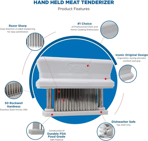 Vista 3 de Jaccard 200348, Ablandador de carne de 48 cuchillas duradero con aguja de acero inoxidable ultraafilada, utensilio de cocina para ablandar pollo