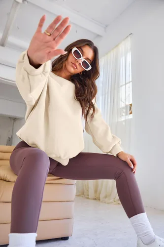 Vista 3 de EFAN Sudaderas de gran tamaño para mujer, cuello redondo, sudaderas con capucha y2k, trajes de moda de otoño, para adolescentes, niñas, lindo suéter