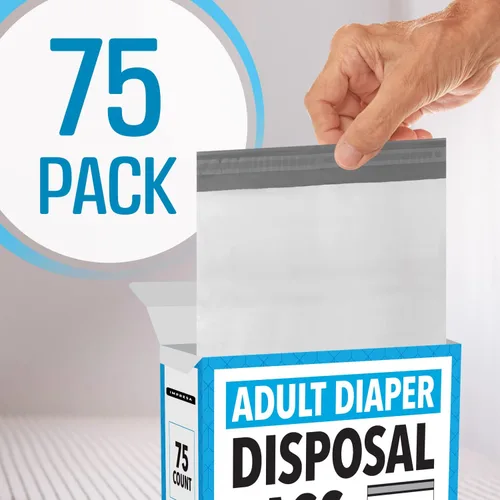 Vista 7 de IMPRESA Bolsas de pañales desechables para adultos, 12 x 15 pulgadas, paquete de 75 bolsas de eliminación de incontinencia para adultos, a prueba