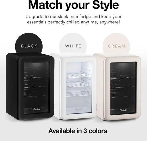 Vista 7 de Cooluli Decor - Mini refrigerador compacto de 2.4 pies cúbicos con puerta de vidrio - Pequeño refrigerador para dormitorio, oficina, residencia