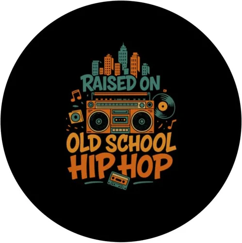 Vista 3 de Raised on Old School Hip Hop Retro Boombox PopSockets Adhesive PopGrip