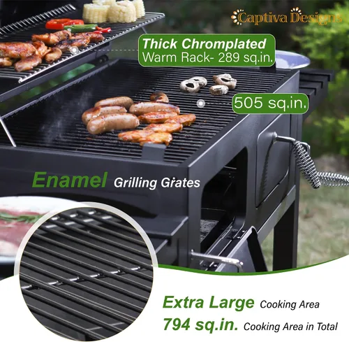 Vista 10 de Captiva Designs - Parrilla de carbón extra grande resistente