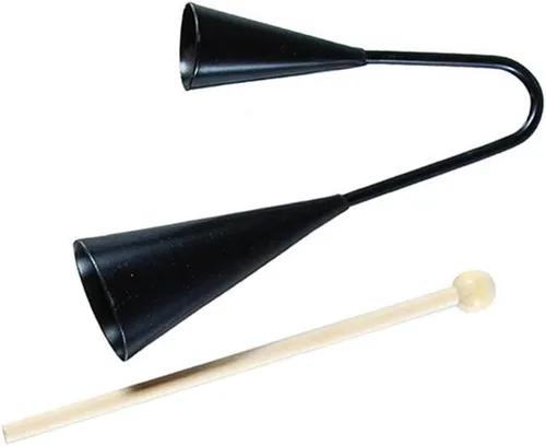 Vista 7 de Agogo Bell - Instrumento de percusión tradicional de samba de dos tonos con palo de madera para niños pequeños