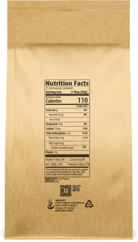Vista 2 de PURE ORIGINAL INGREDIENTS Aislamiento de proteína de soja, siempre pura, sin rellenos ni aditivos (1 libra)