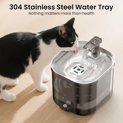 Vista 17 de Accokids Fuente de Agua Inalámbrica sin Cable para Gatos con Bomba Externa, Funciona con Batería de 5000mAh, Fuentes Automáticas Recargables de 68oz