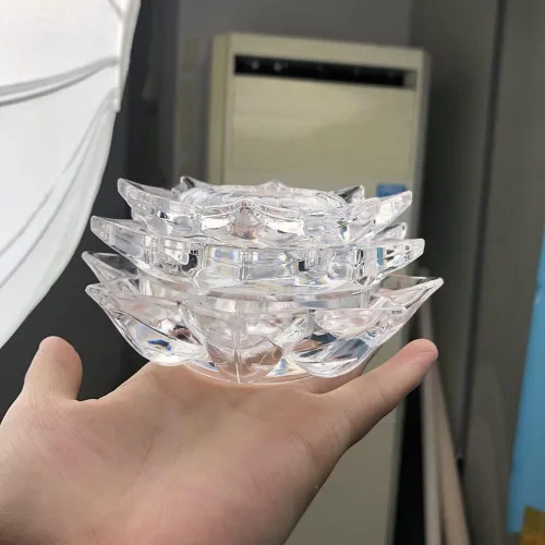 Vista 4 de Soporte de exhibición de acrílico con base de bola de cristal de loto, soporte de esfera de vidrio transparente para bolas de 2.0-4.7 in