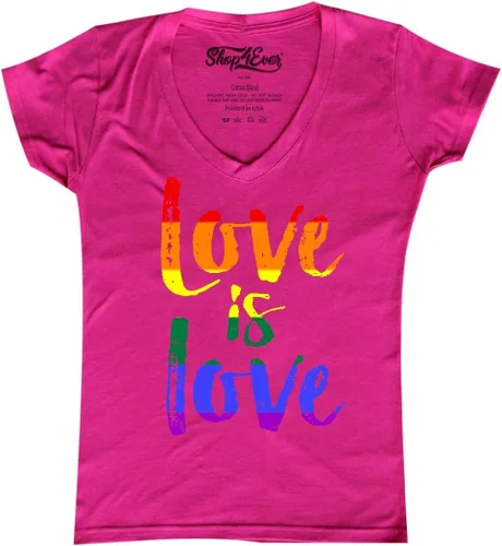 Vista 9 de Love is Love - Camiseta con cuello en V para mujer, diseño de orgullo gay Negro