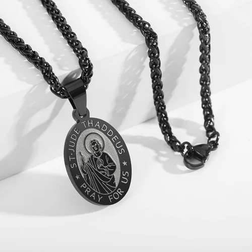Vista 4 de RS Collar con medalla de San Miguel, Cristóbal, JudeBenedictoJoséAntonio, para hombres, 24 en regalos religiosos