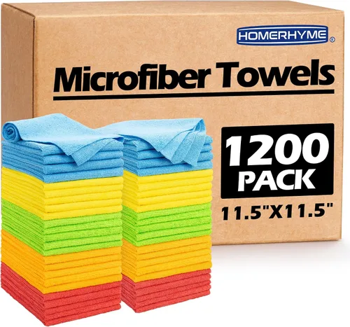 Vista 14 de Toallas de microfibra para automóviles, paquete de 24 paños de limpieza de microfibra, toallas de limpieza de 11.5 x 11.5 pulgadas, absorbentes a
