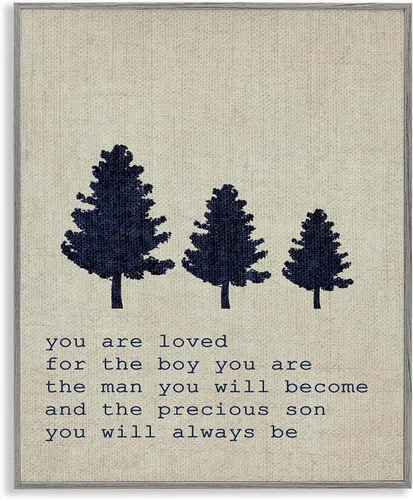 Vista 12 de Stupell Industries You are Loved Trees, Design by Daphne Polselli - Arte de pared enmarcado en blanco, 11 x 14, marrón