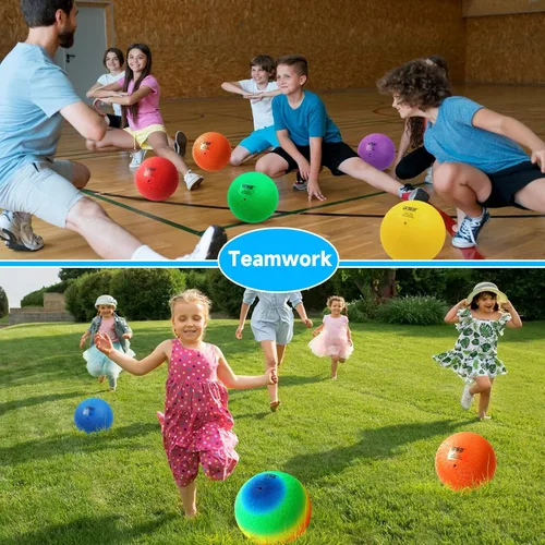 Vista 6 de GSE Games & Sports Expert Pelotas inflables para parque infantil, kickball, pelota de Dodge con rebote, balonmano. Ideal para 4 juegos de pelota