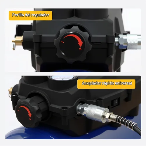 Vista 6 de Compresor de aire, tanque portátil sin aceite de 3 galones máximo 110 PSI e ideal para pintar, inflar y otras herramientas neumáticas.