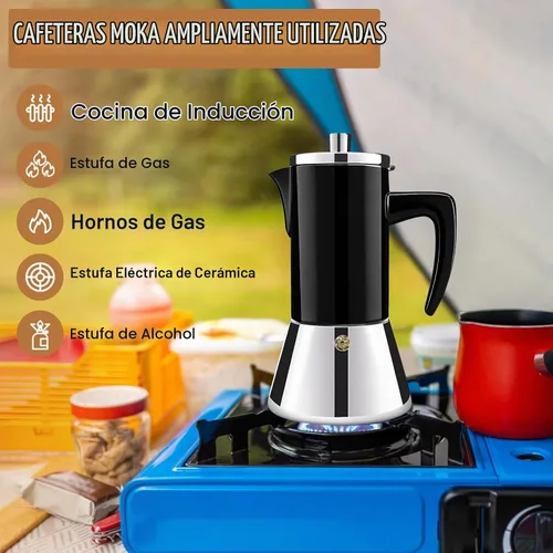 Vista 5 de 4 tazas de acero inoxidable 304 espesado Moka Pot Estufa Espresso Maker Cafeteras Italiano Percolador Espress Maker Capaz Greca Mocha cafetera