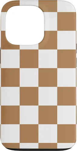 Vista 10 de iPhone 16 Checkered Checkerboard Indie Aesthetic Brown Coffee Beige Case