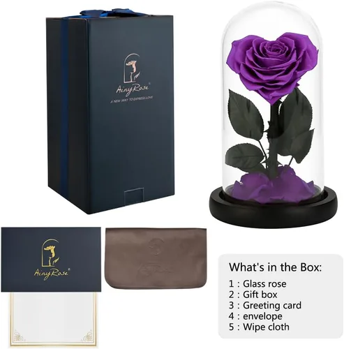 Vista 7 de Forever Preserved - Regalos de cumpleaños con forma de corazón real para mujeres, flor eterna en cristal, regalo para el día de San Valentín, día