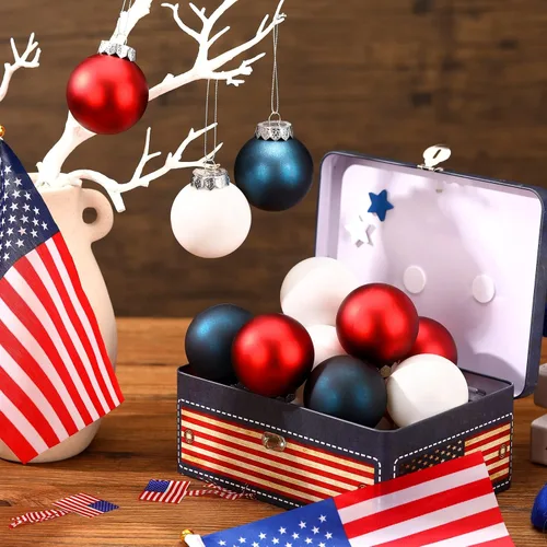 Vista 5 de Leitee Bola colgante de Navidad patriótica para árbol de Navidad, adorno de Navidad, decoración de boda, bola para colgar para árbol de Navidad