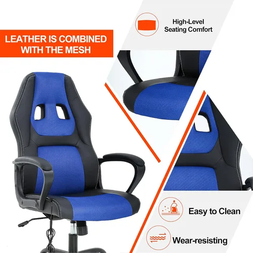 Vista 5 de Silla de oficina de masaje, silla de juegos para PC, cómoda silla de oficina ergonómica, silla de escritorio con soporte lumbar, reposacabezas