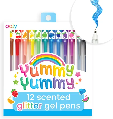 Vista 9 de Ooly Yummy Yummy - Juego de 6 bolígrafos de gel perfumados metálicos, con tinta de gel perfumada afrutada, escribe en papel negro, punta de 0.039