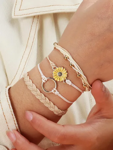 Vista 6 de Sunflower String Bracelet for Teen Girls Teen Girl Gifts Trendy Stuff Adjustable Waterproof Surfer Bracelet Strand Beach Bracelets Women Stocking