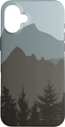 Vista 23 de Mountains Peaks - Carcasa para iPhone 17, diseño abstracto de paisaje natural, color gris y azul