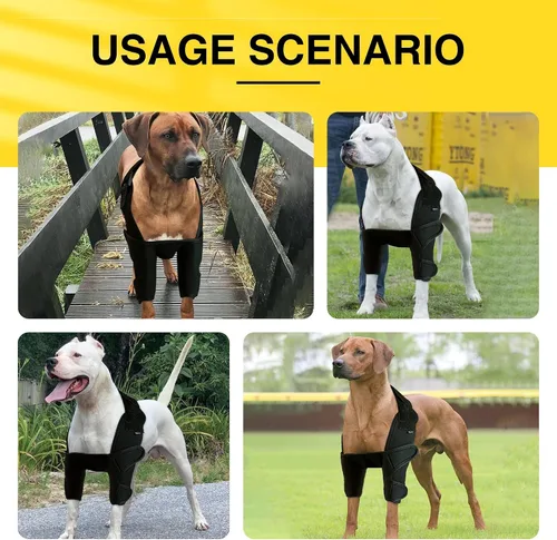 Vista 5 de Coderas protectoras para perros, coderas de perro, coderas ajustables para perros, para displasia de cadera, callos de la pierna delantera, evita