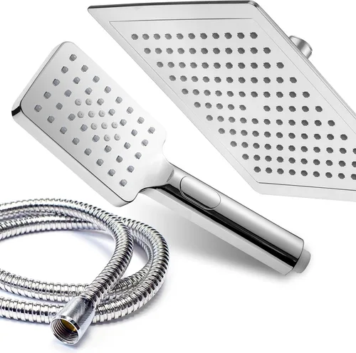 Vista 7 de Dream Spa Cabezal de ducha cuadrado de 9 pulgadas / combo de mano para hotel Spa. Práctico control de flujo de botón para una fácil operación