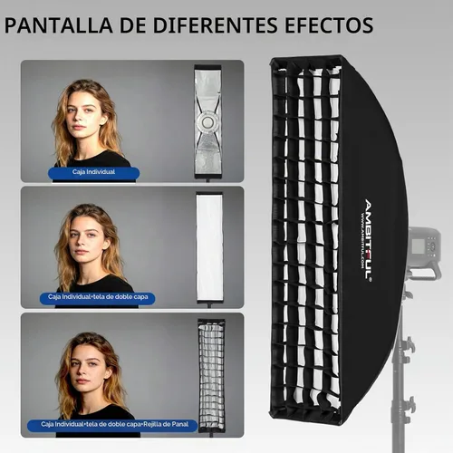 Vista 5 de AMBITFUL FW22x90 - Caja de luz rectangular de 8.7 x 35.4 in/9 x 35 pulgadas con rejilla de nido de abeja, caja de luz rectangular para flash