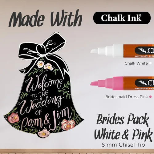 Vista 7 de Chalk Ink Marcadores de tiza metálica - Marcadores de pizarra con punta de Rosa y blanco