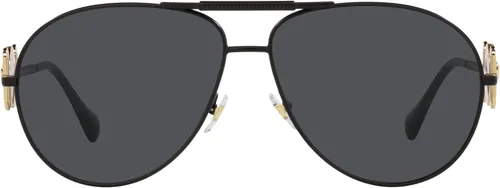 Vista 2 de Versace Gafas de sol unisex con montura negra mate lentes gris oscuro 2559in