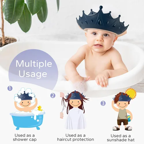 Vista 4 de FUNUPUP Gorro de ducha de bebé para niños con taza de enjuague de baño, ajustable para lavado de cabello de niños pequeños, sombrero de protección