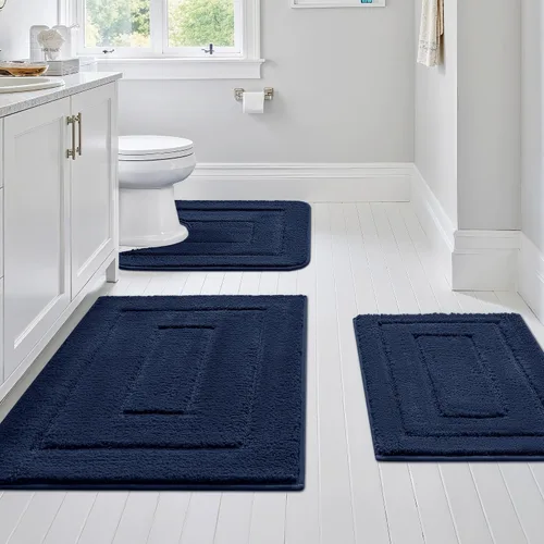Vista 31 de GRANNY SAYS Juego de 2 alfombras de baño suaves para baño, alfombras de baño antideslizantes y lavables, alfombras de baño absorbentes para bañera