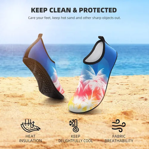 Vista 2 de ATHMILE Zapatos de agua para mujeres y hombres, calcetines acuáticos de secado rápido para playa, natación, piscina, río, yoga, lago, surf