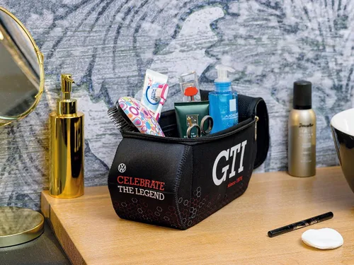 Vista 4 de BRISA VW Collection - Volkswagen Bolsa universal de neopreno para maquillaje, cosméticos, artículos de tocador para farmacia, viaje, en diseño GTI